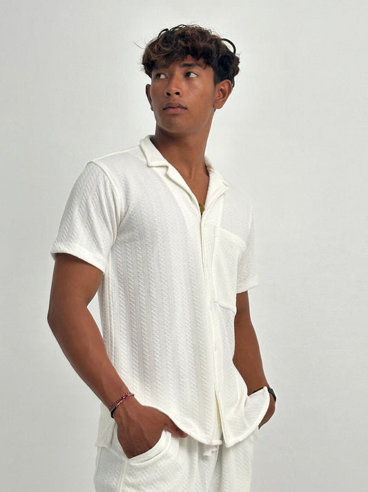 Lembongan Knitted Shirt by Cottonello - Men's Knitted Shirt Short Sleeve